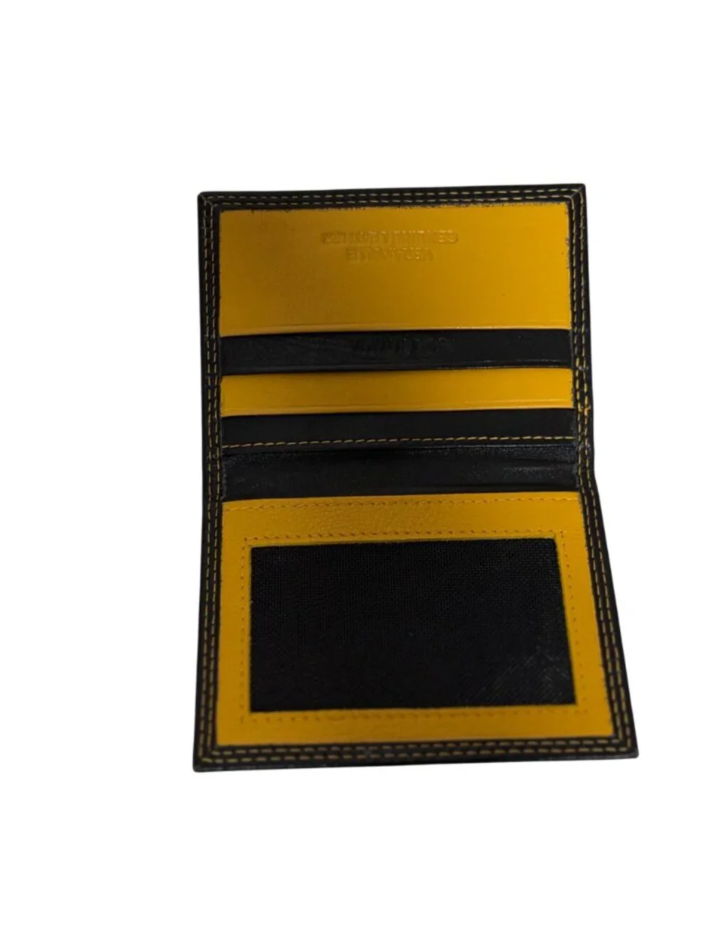 Borgo Etruschi Leather Card Case Black Yellow ID Credit Business Made in Italy